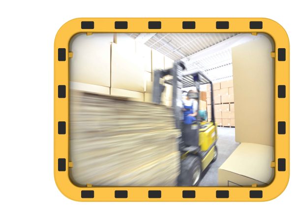 Industriespiegel EUvex, rechthoek, geel/zwart, afmeting 60x80 cm / waarneming 15-22 m