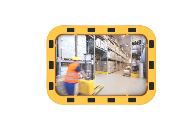 Industriespiegel EUvex, rechthoek, geel/zwart, afmeting 40x60 cm / waarneming 9-15 m