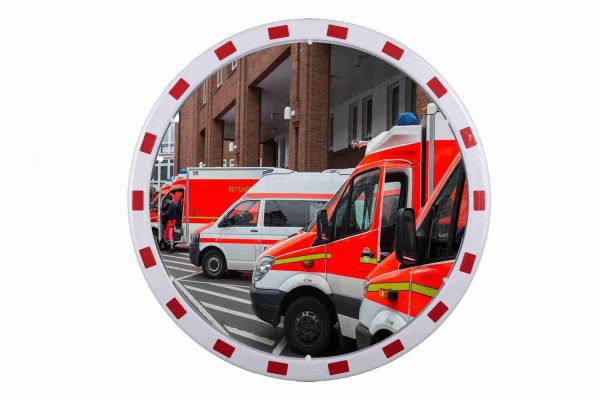 Verkeersspiegel EUvex, rond, wit/rood, diameter 80 cm / waarneming 15-22 m
