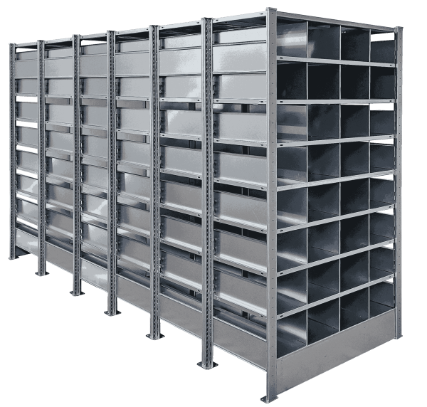 Honinggraatstelling basismodule 2.000 x 1.000 mm, 4x 8  vakken, verzinkt, diepte 6.000 mm