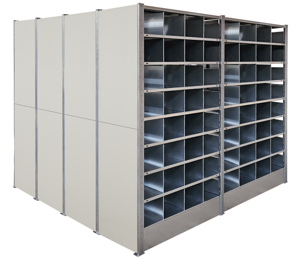 Gesloten wand honinggraatstelling 2.000 x 2.000 mm, RAL 7035
