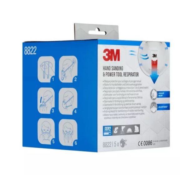 3M 8822 stofmasker voor schuren FFP2 met ventiel - Afbeelding 4