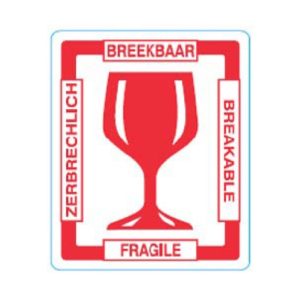 Waarschuwingsetiket breekbaar fragile wit
