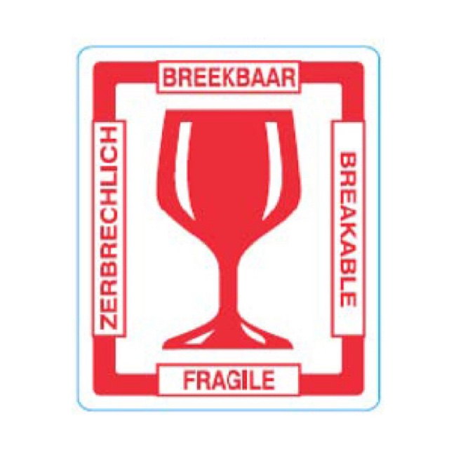 Waarschuwingsetiket breekbaar fragile wit