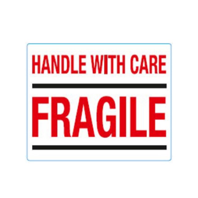 Waarschuwingsetiket handle with care wit