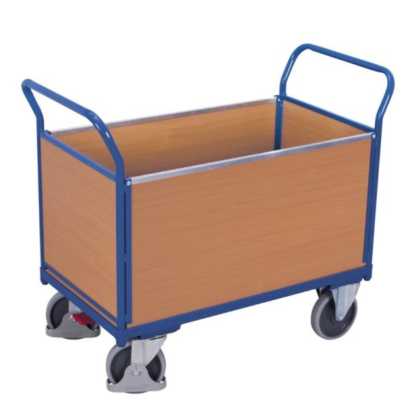 Duwwandwagen met 4 wanden blauw