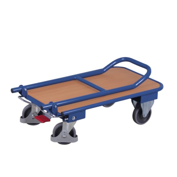 Inklapbare wagen met 1 duwbeugel blauw ingeklapt