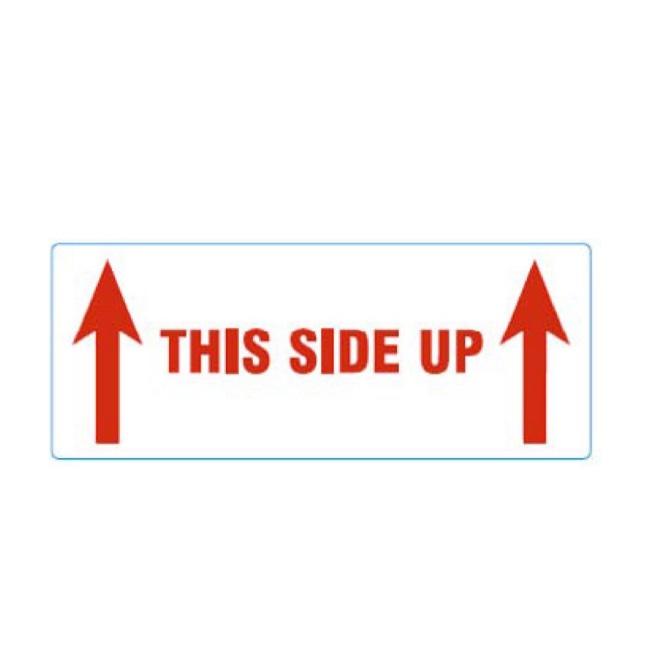 Waarschuwingsetiket this side up wit