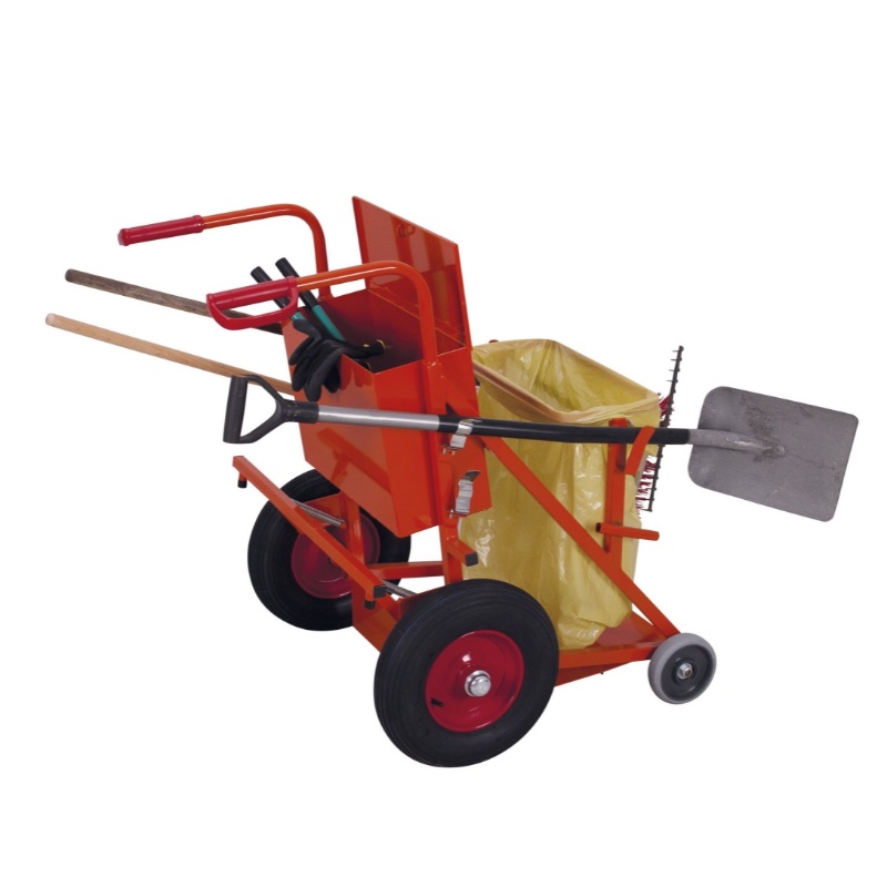 Oranje vuilniswagen met lading