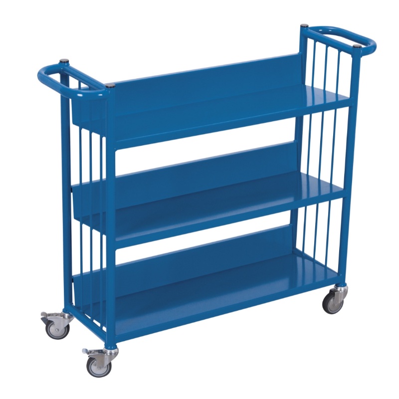 Boeken etagewagen in het blauw