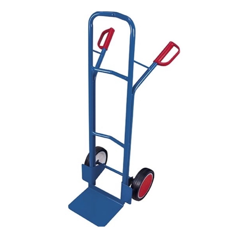 Stalen steekwagen 1300 mm in het blauw met massieve wielen