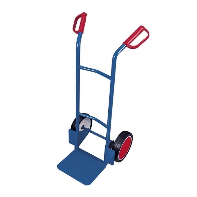 Stalen steekwagen 1100 mm in het blauw met massieve banden