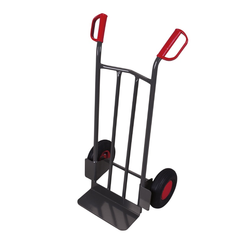 Stalen steekwagen 1100 mm met schuine stand in de kleur antraciet met luchtbanden